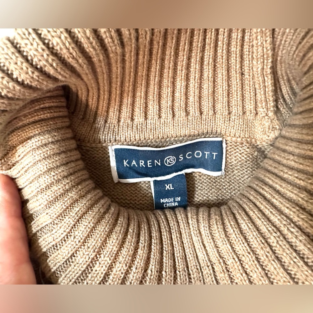 NWT Reduced 50%🩷✅XL Rich Tan Karen Scott Detailed Stiching.Wash Pullover Rich